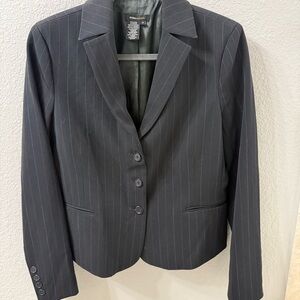 Vintage BCBGMaxAzria Black with Red and White Pinstripe Suit (Jacket & Blazer)